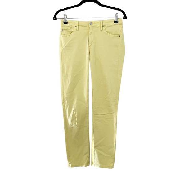 AG Adriano Goldschmied Prima Crop Butter Yellow Cigarette Jeans  Sz 26 - Picture 2 of 7